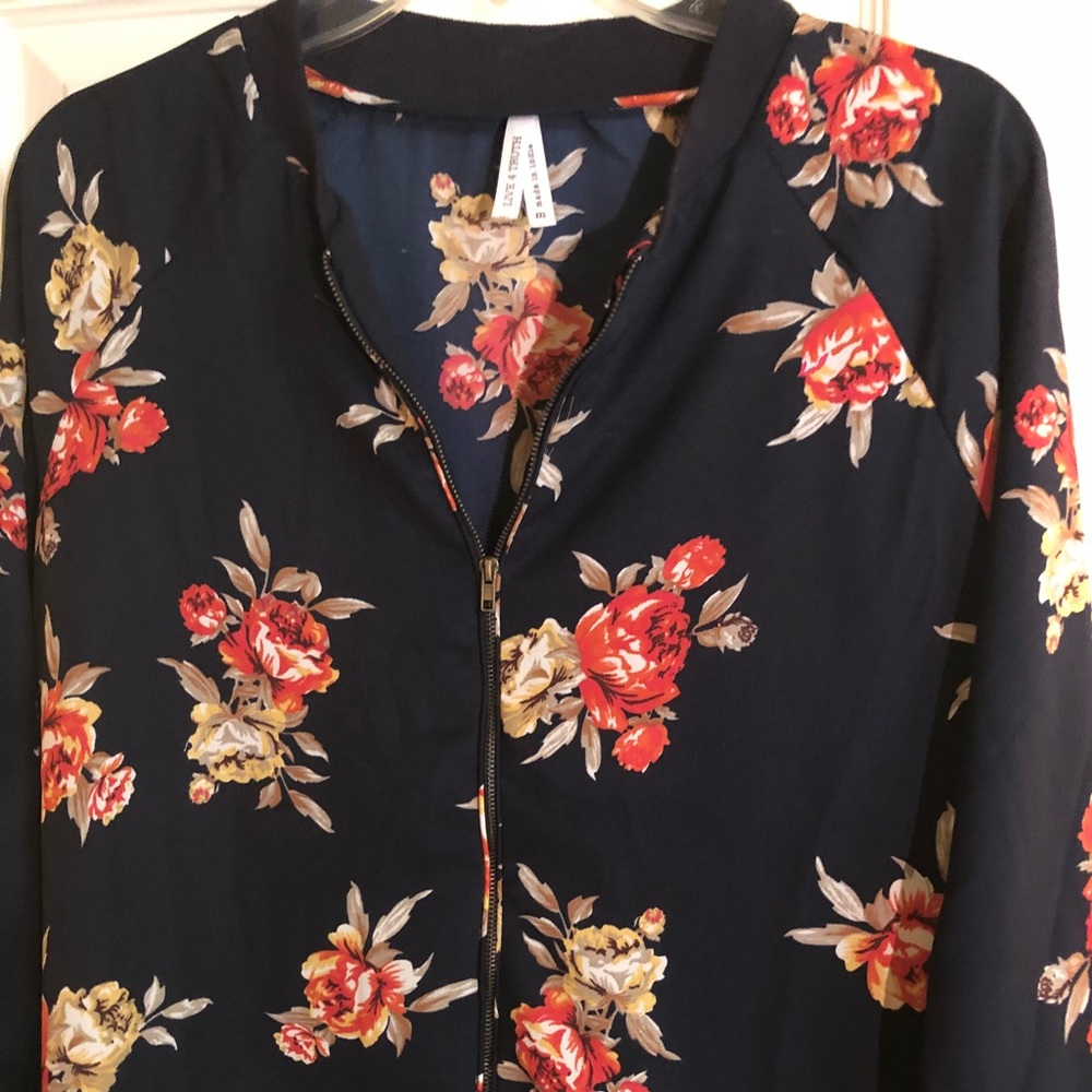 LIVE 4 TRUTH POLYESTER NAVY JACKET WITH ROSES